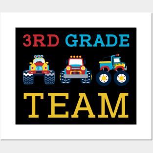 Monster Truck Team 3rd Grade Back To School Teacher Student Posters and Art